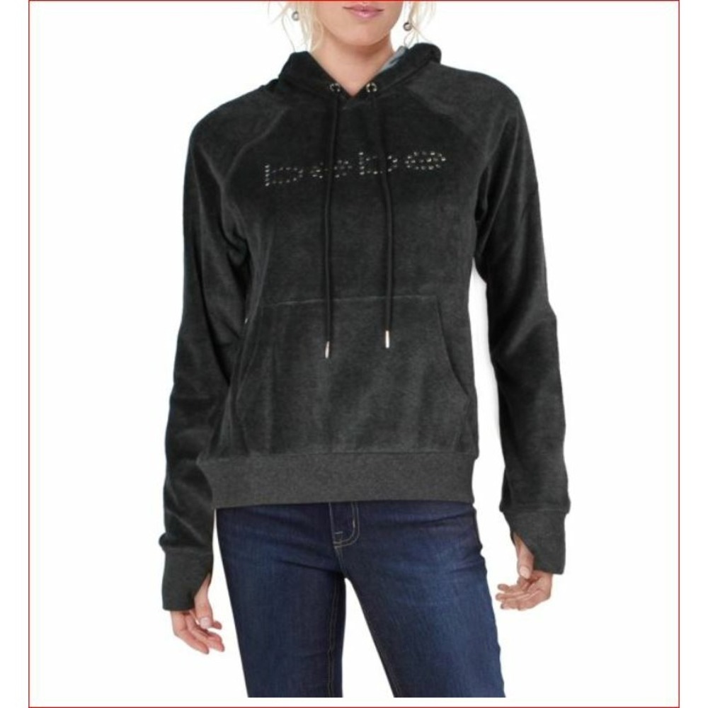 Bebe Sport women hoodie seatshirt cotton blend grey 1X $99
